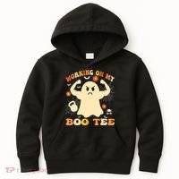 Working On My Boo Halloween Gym Workout Weightlifting Kids Hoodie thumb 0