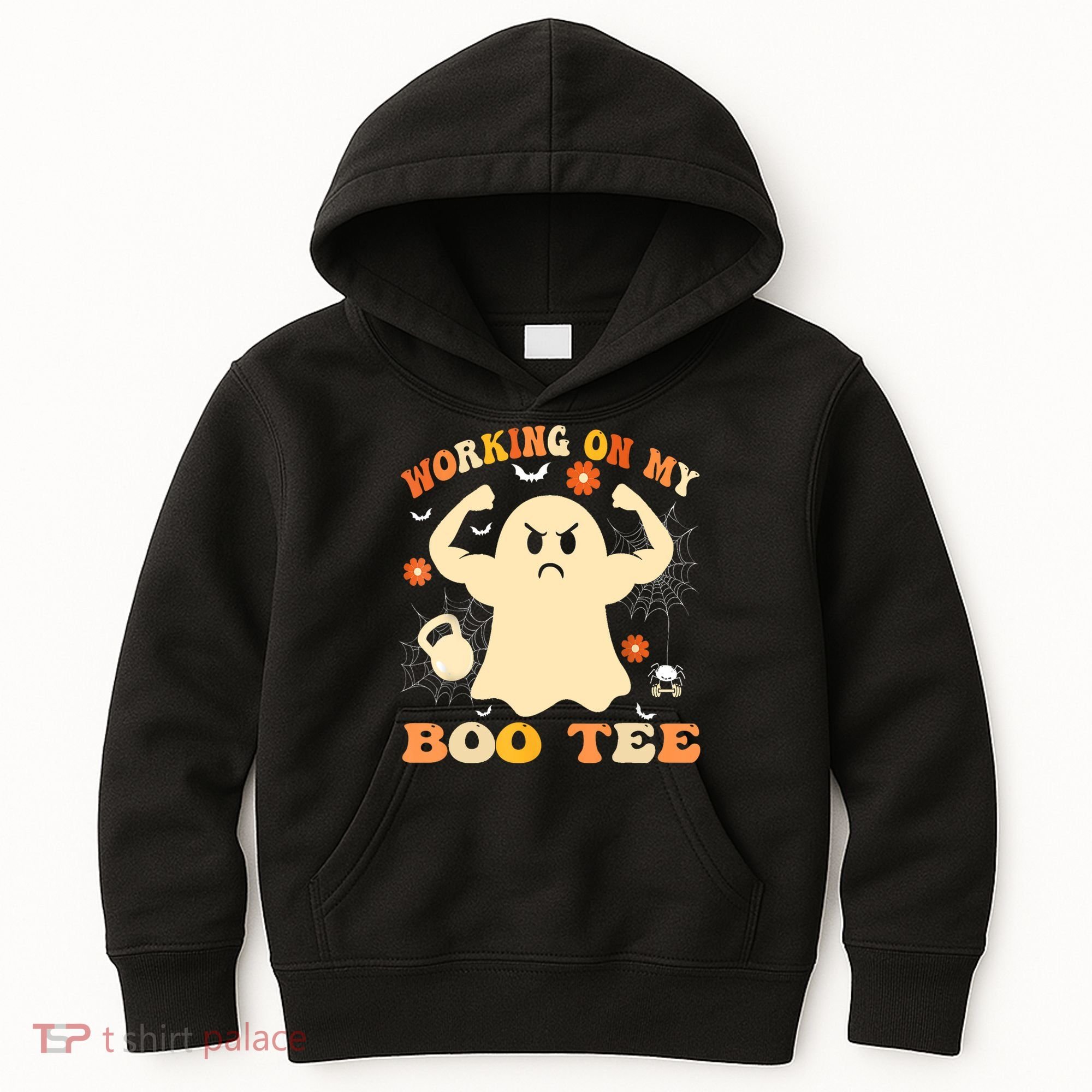 Working On My Boo Halloween Gym Workout Weightlifting Kids Hoodie