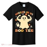 Working On My Boo Halloween Gym Workout Weightlifting Kids T-Shirt thumb 0