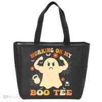 Working On My Boo Halloween Gym Workout Weightlifting Tote Bag thumb 0