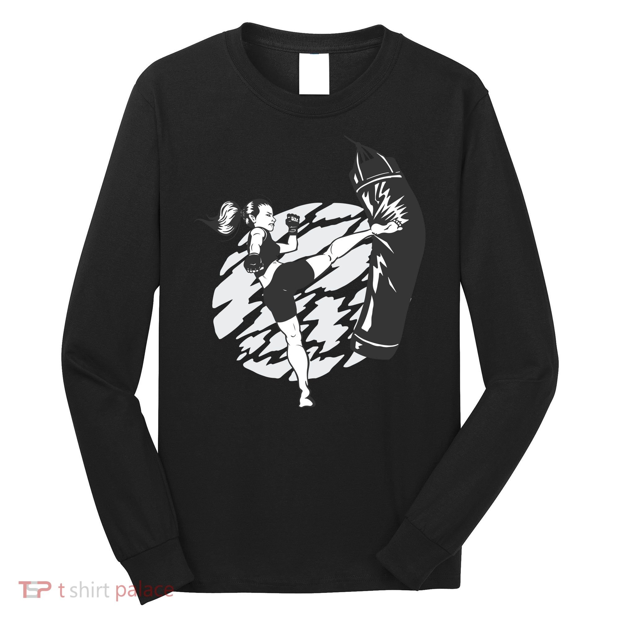 Woman High Kick Boxing Long Sleeve Shirt