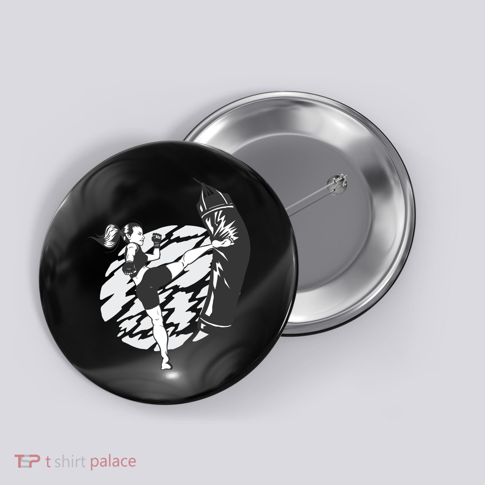 Woman High Kick Boxing Button