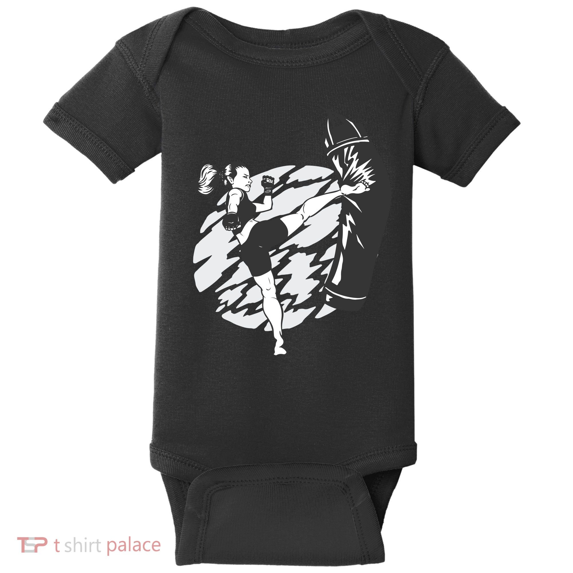 Woman High Kick Boxing Baby Bodysuit