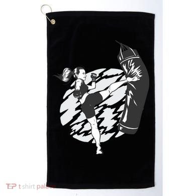 Woman High Kick Boxing Golf Towel