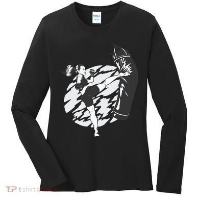 Woman High Kick Boxing Women's Long Sleeve Shirt