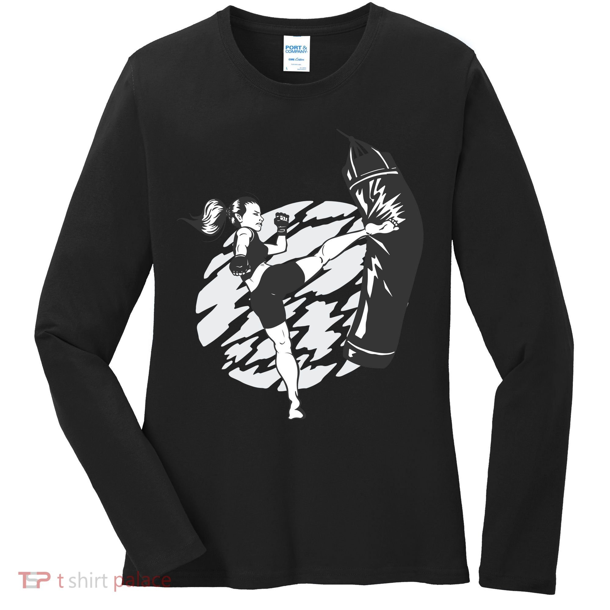 Woman High Kick Boxing Women's Long Sleeve Shirt
