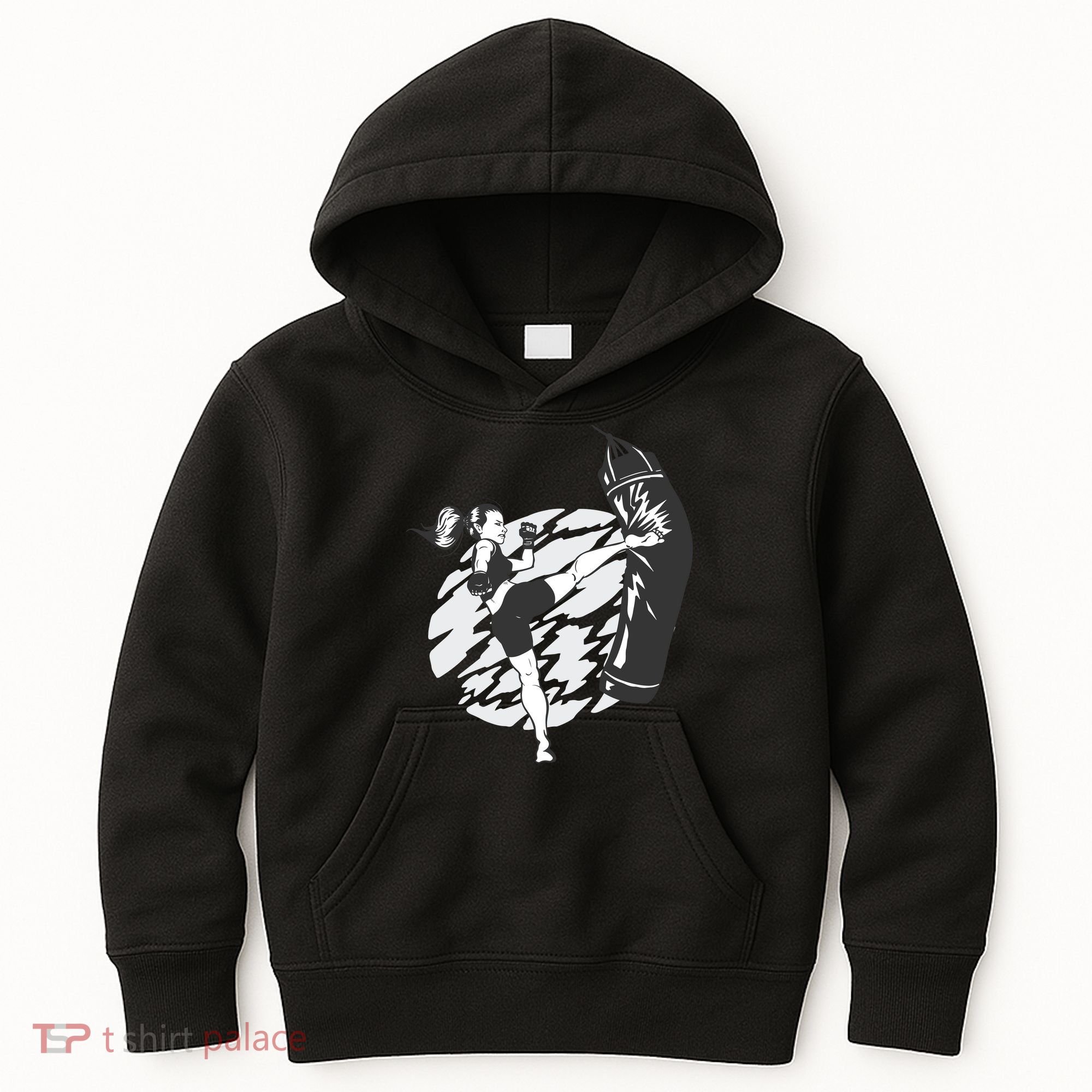 Woman High Kick Boxing Kids Hoodie