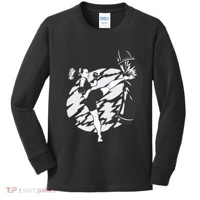 Woman High Kick Boxing Kids Long Sleeve Shirt
