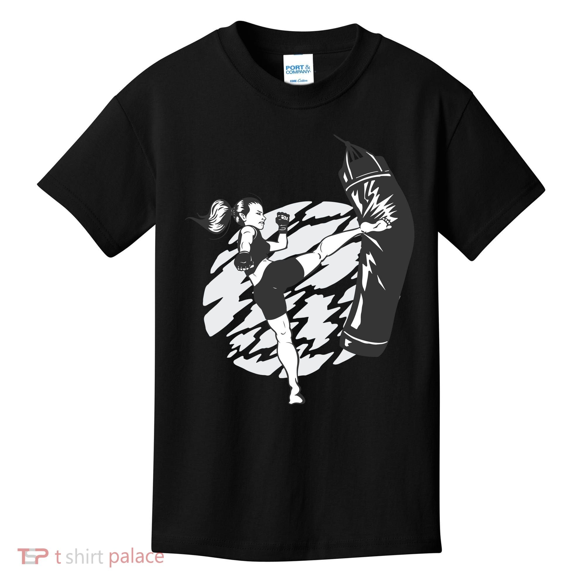 Woman High Kick Boxing Kids T-Shirt