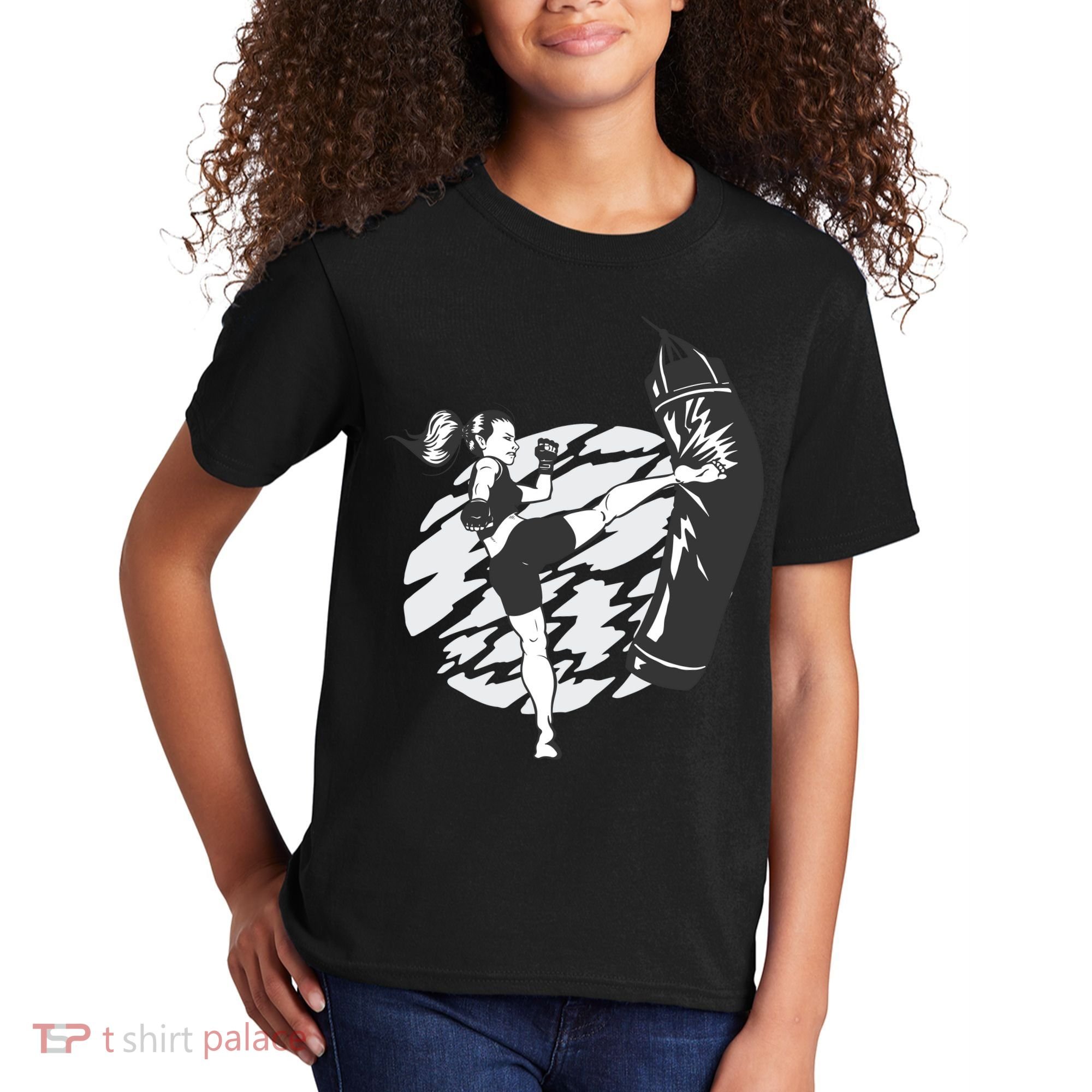 Woman High Kick Boxing Kids T-Shirt