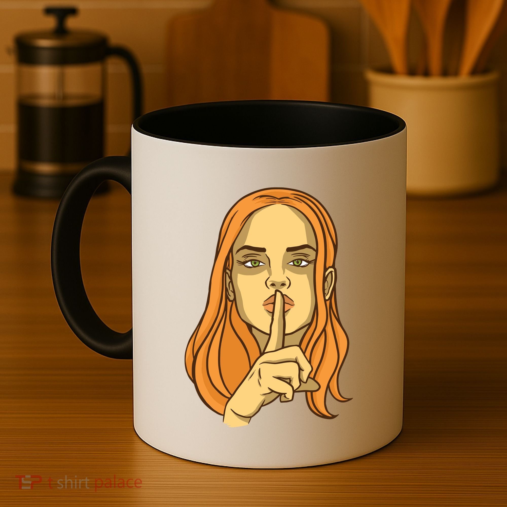 Woman Sushing Coffee Mug