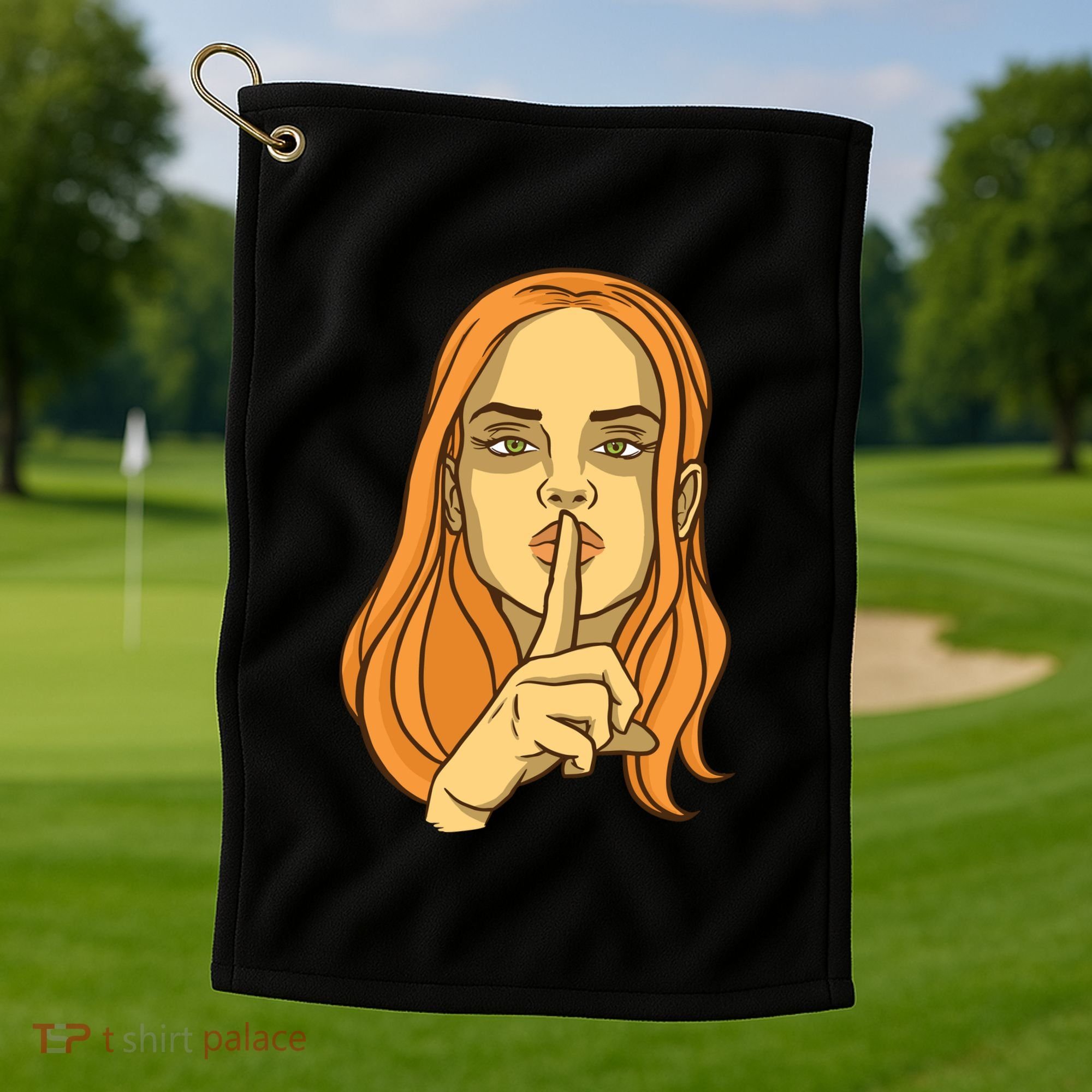 Woman Sushing Golf Towel