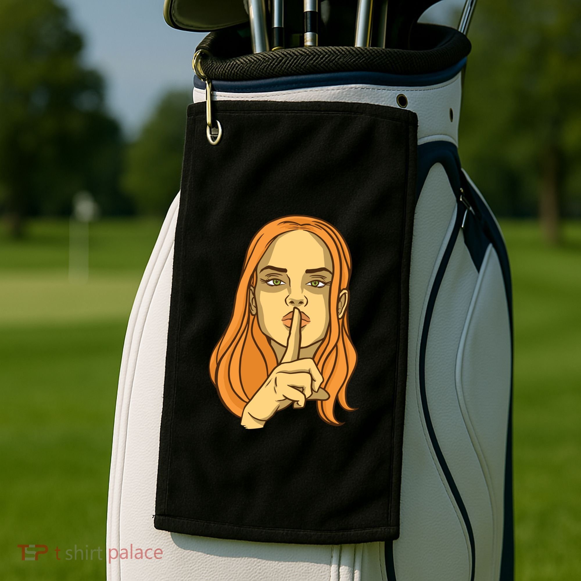 Woman Sushing Golf Towel