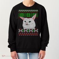 Woman Yelling At A Cat Ugly Christmas Sweater Meme Women's Sweatshirt thumb 0