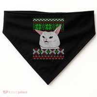 Woman Yelling At A Cat Ugly Christmas Sweater Meme USA-Made Doggie Bandana thumb 0