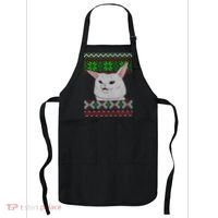 Woman Yelling At A Cat Ugly Christmas Sweater Meme Apron thumb 0