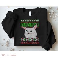 Woman Yelling At A Cat Ugly Christmas Sweater Meme Sweatshirt thumb 2