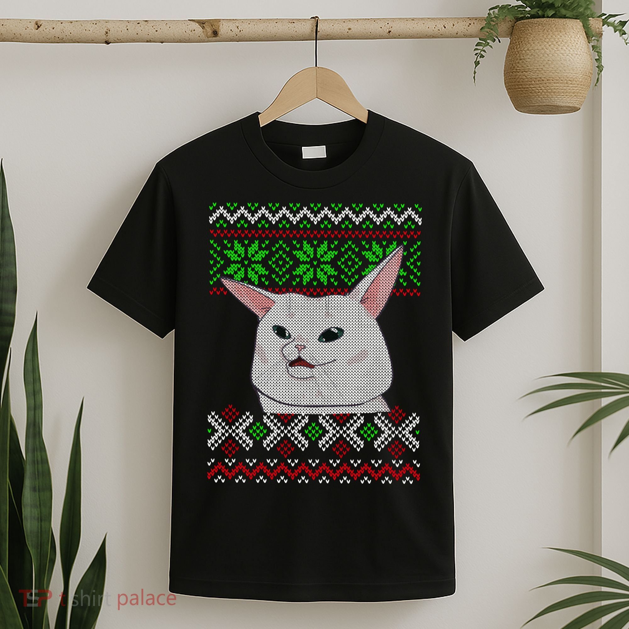 Woman Yelling At A Cat Ugly Christmas Sweater Meme T-Shirt