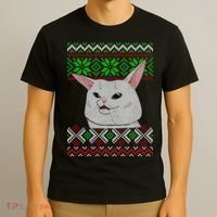 Woman Yelling At A Cat Ugly Christmas Sweater Meme T-Shirt thumb 3
