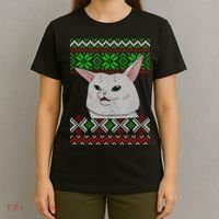 Woman Yelling At A Cat Ugly Christmas Sweater Meme T-Shirt thumb 4