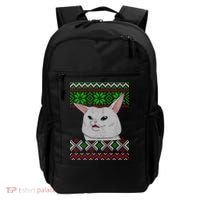 Woman Yelling At A Cat Ugly Christmas Sweater Meme Backpack thumb 0