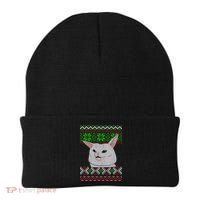 Woman Yelling At A Cat Ugly Christmas Sweater Meme Beanie thumb 0
