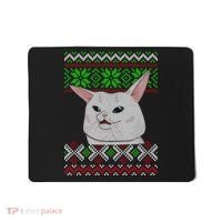 Woman Yelling At A Cat Ugly Christmas Sweater Meme Mousepad thumb 0