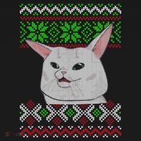 Woman Yelling At A Cat Ugly Christmas Sweater Meme Mousepad thumb 1