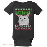 Woman Yelling At A Cat Ugly Christmas Sweater Meme Baby Bodysuit thumb 0