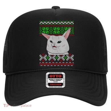 Woman Yelling At A Cat Ugly Christmas Sweater Meme Hat