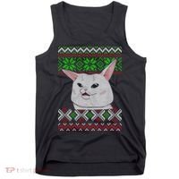 Woman Yelling At A Cat Ugly Christmas Sweater Meme Tank Top thumb 0