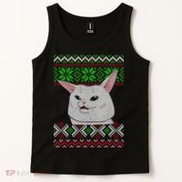 Woman Yelling At A Cat Ugly Christmas Sweater Meme Tank Top thumb 2