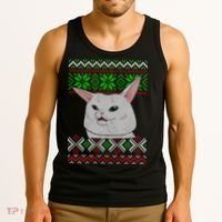 Woman Yelling At A Cat Ugly Christmas Sweater Meme Tank Top thumb 3