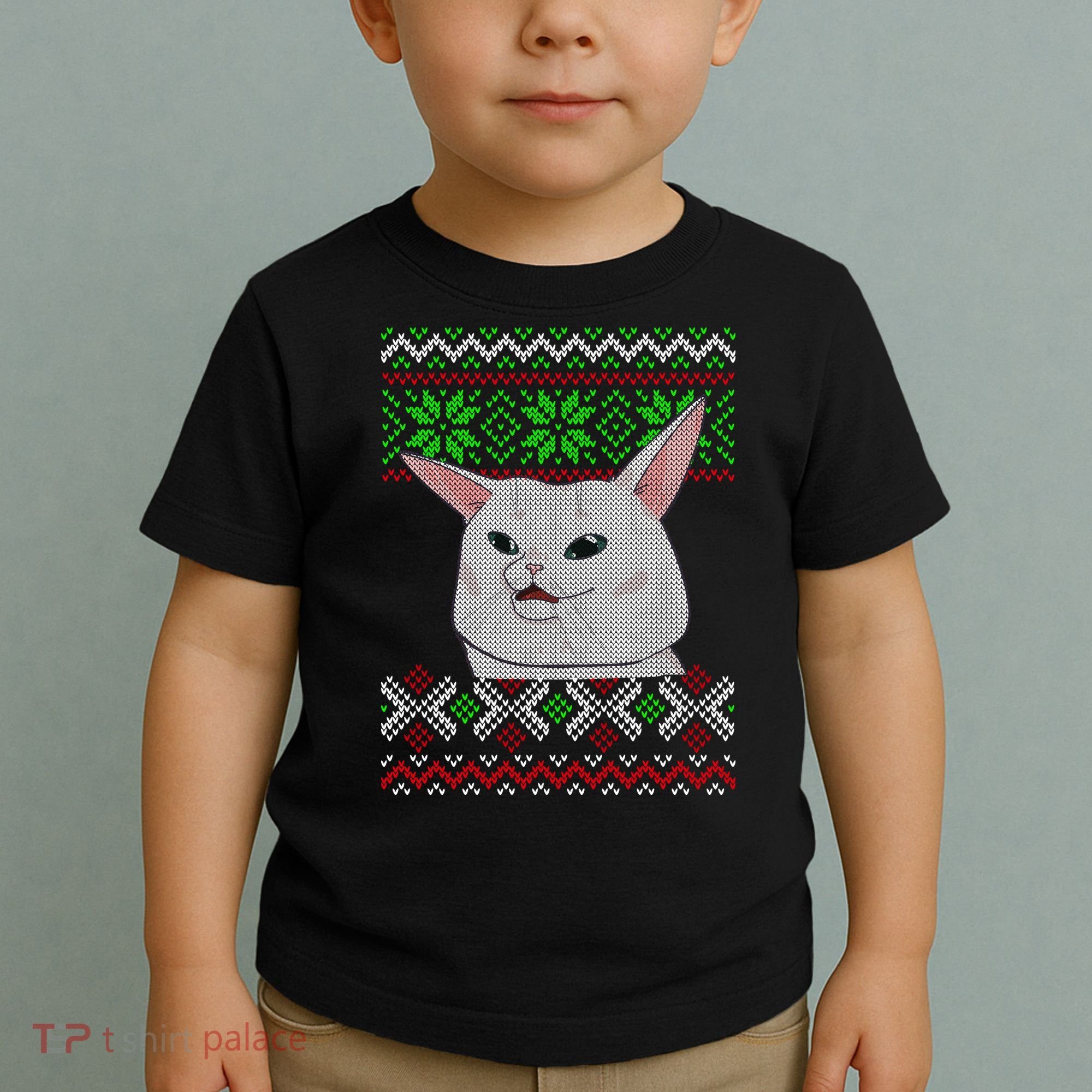 Woman Yelling At A Cat Ugly Christmas Sweater Meme Toddler T-Shirt