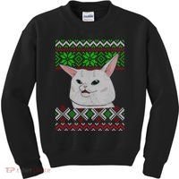 Woman Yelling At A Cat Ugly Christmas Sweater Meme Kids Sweatshirt thumb 0