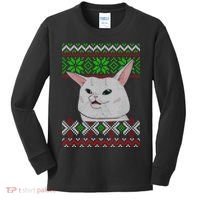 Woman Yelling At A Cat Ugly Christmas Sweater Meme Kids Long Sleeve Shirt thumb 0