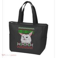 Woman Yelling At A Cat Ugly Christmas Sweater Meme Tote Bag thumb 3