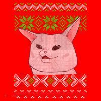 Woman Yelling At A Cat Ugly Christmas Sweater Meme Santa Hat thumb 1