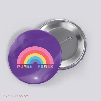Women Power Rainbow Button