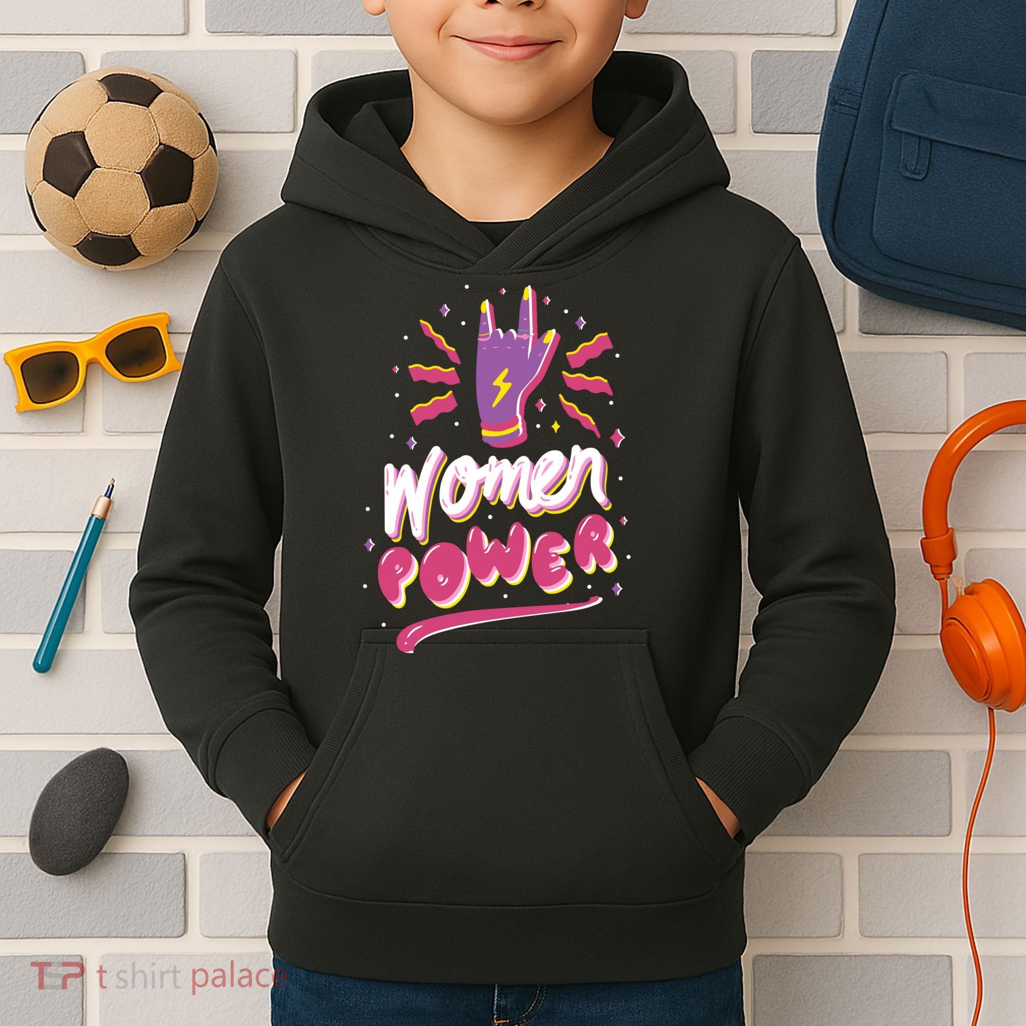 Women Power Rock Kids Hoodie