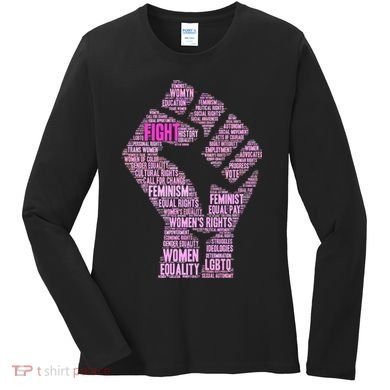 Women's March Equality Fist Mash Up Women's Long Sleeve Shirt
