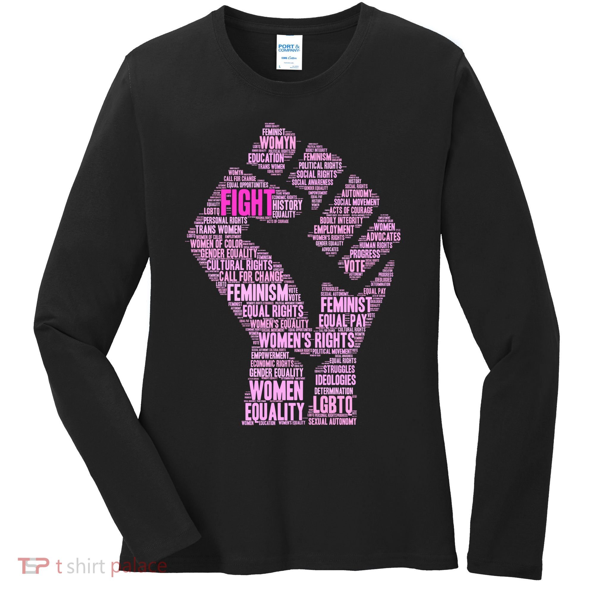 Women's March Equality Fist Mash Up Women's Long Sleeve Shirt