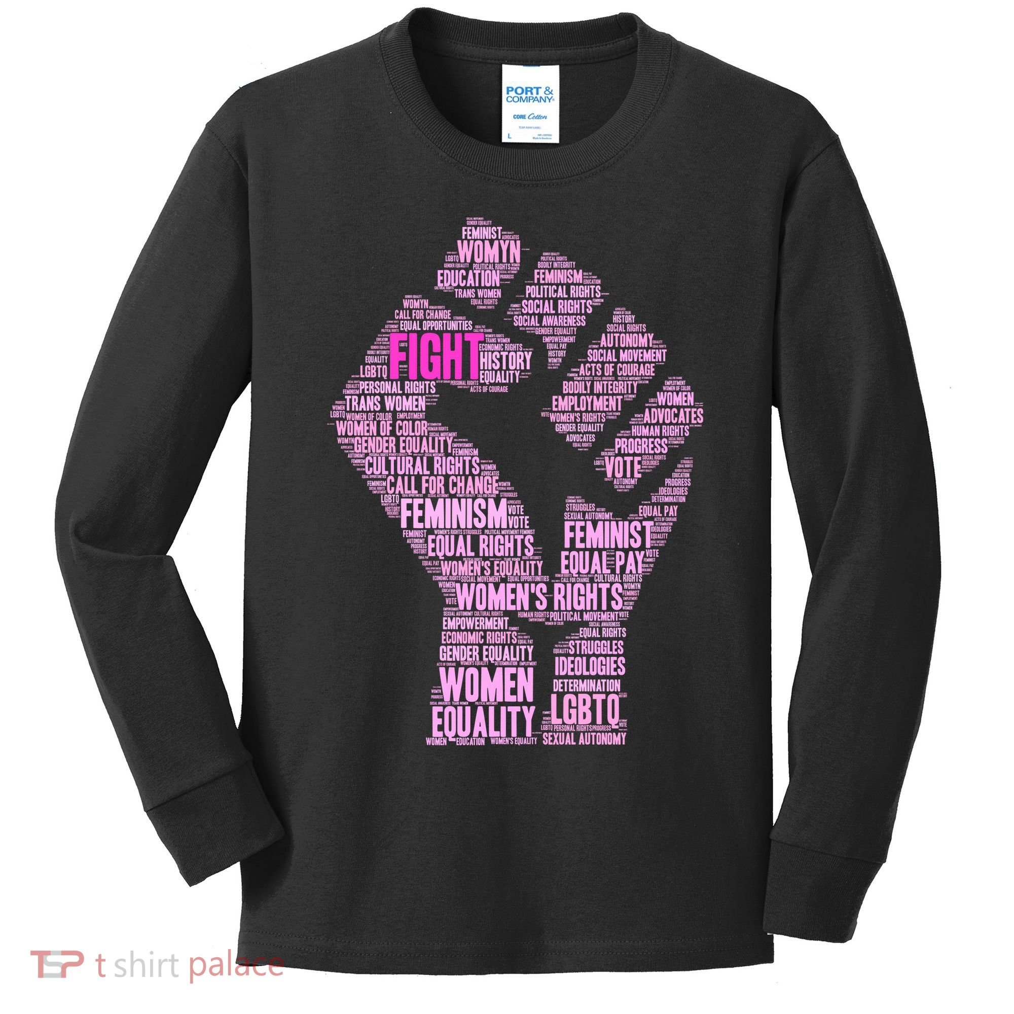 Women's March Equality Fist Mash Up Kids Long Sleeve Shirt