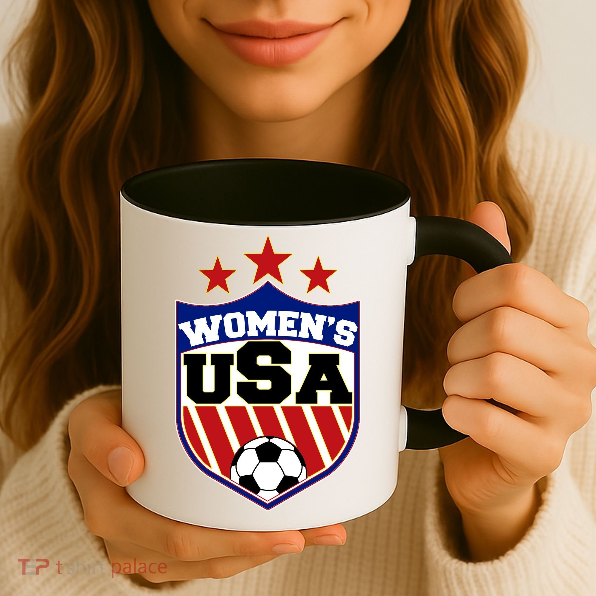 Womens Soccer USA Emblem Coffee Mug