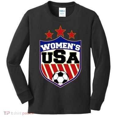 Womens Soccer USA Emblem Kids Long Sleeve Shirt