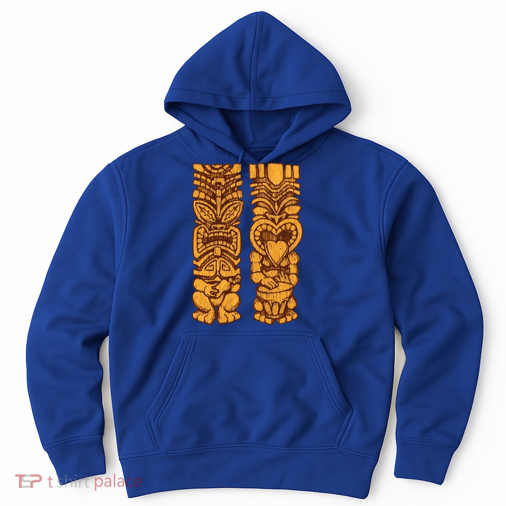 Wooden statues of Tiki with ukulele and drum Hoodie