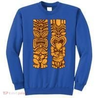 Wooden statues of Tiki with ukulele and drum Sweatshirt thumb 0