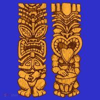 Wooden statues of Tiki with ukulele and drum Sweatshirt thumb 3
