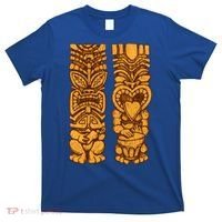 Wooden statues of Tiki with ukulele and drum T-Shirt thumb 0