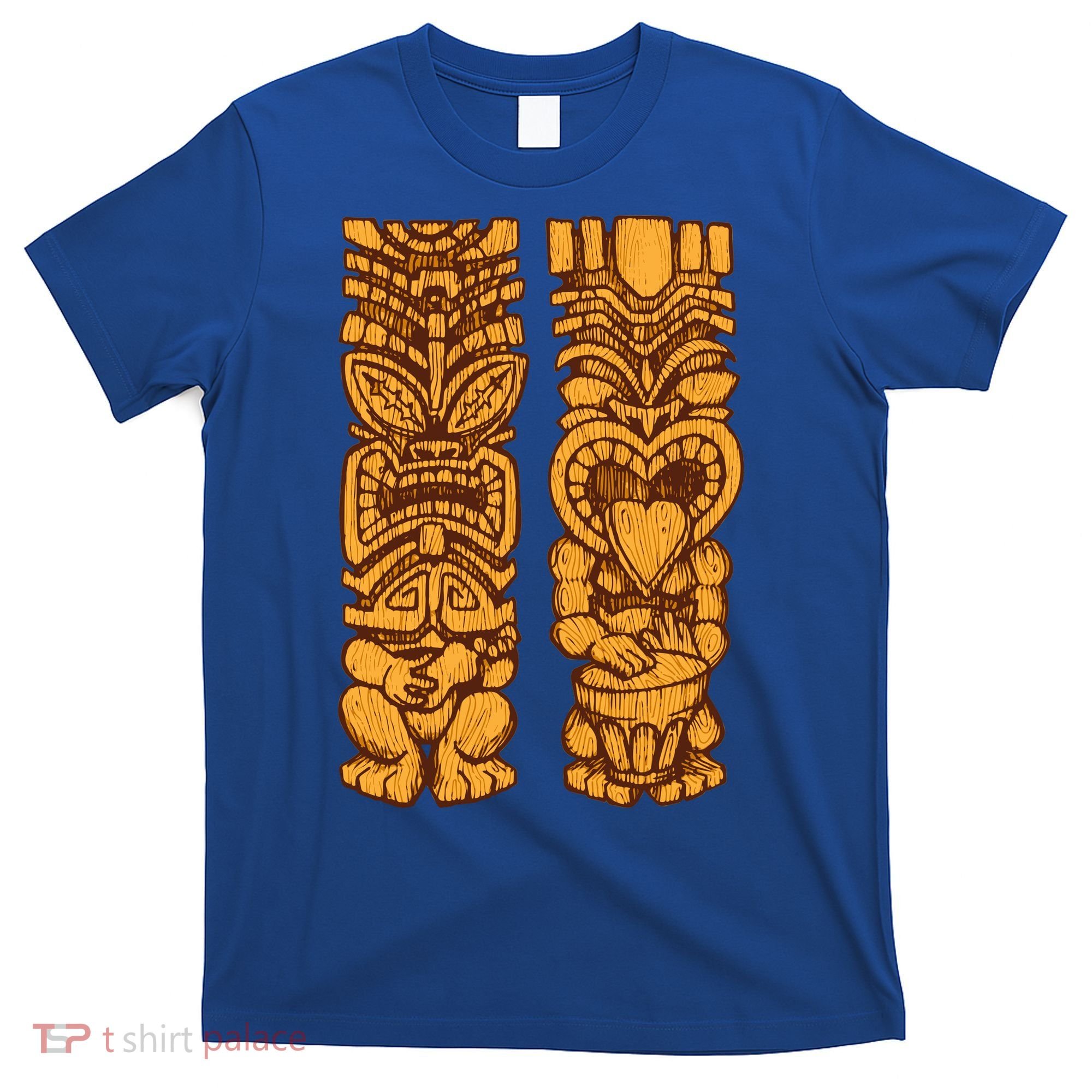 Wooden statues of Tiki with ukulele and drum T-Shirt